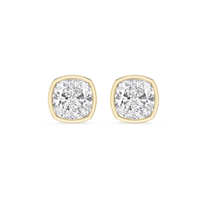 Cushion Lab Grown Diamond Bezel Set Certified Stud Earrings