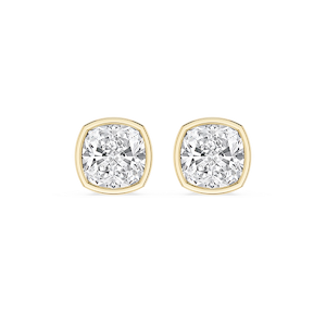 Cushion Lab Grown Diamond Bezel Set Certified Stud Earrings
