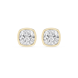 Cushion Lab Grown Diamond Bezel Set Certified Stud Earrings