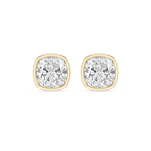 Cushion Lab Grown Diamond Bezel Set Certified Stud Earrings