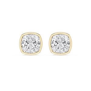 Cushion Lab Grown Diamond Bezel Set Certified Stud Earrings