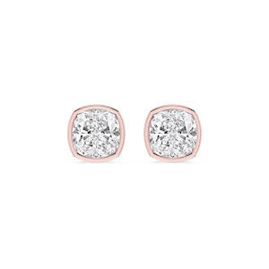 Cushion Lab Grown Diamond Bezel Set Stud Earrings
