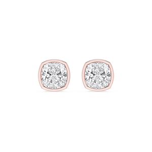 Cushion Lab Grown Diamond Bezel Set Stud Earrings