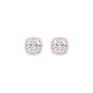 Cushion Lab Grown Diamond Bezel Set Stud Earrings