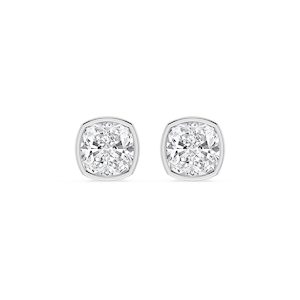 Cushion Lab Grown Diamond Bezel Set Stud Earrings
