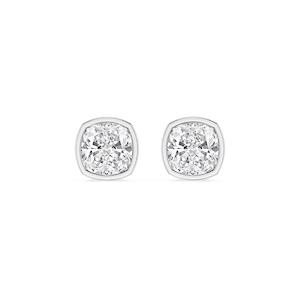 Cushion Lab Grown Diamond Bezel Set Stud Earrings