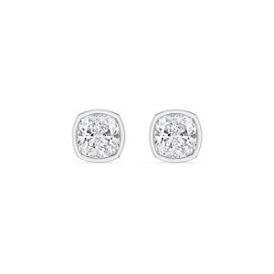 Cushion Lab Grown Diamond Bezel Set Stud Earrings