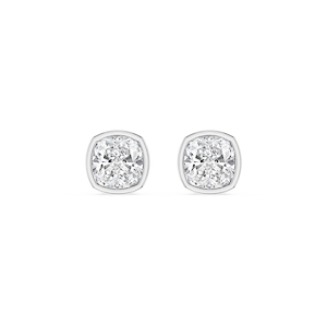Cushion Lab Grown Diamond Bezel Set Stud Earrings
