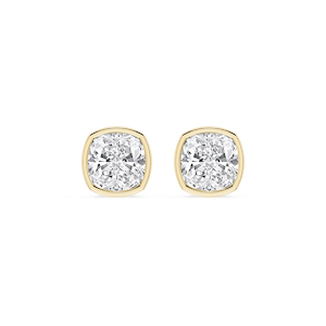 Cushion Lab Grown Diamond Bezel Set Stud Earrings
