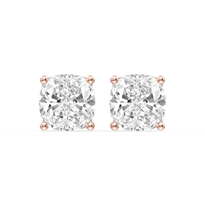 Cushion Certified Lab Grown Diamond Classic Four Prong Guardian Back Stud Earrings