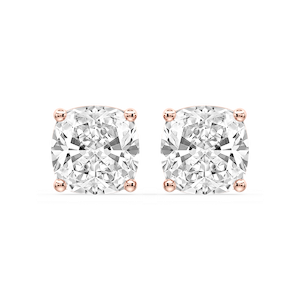 Cushion Certified Lab Grown Diamond Classic Four Prong Guardian Back Stud Earrings