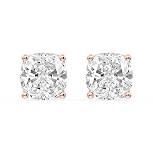 Cushion Certified Lab Grown Diamond Classic Four Prong Guardian Back Stud Earrings