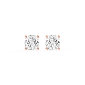 Cushion Certified Lab Grown Diamond Classic Four Prong Guardian Back Stud Earrings