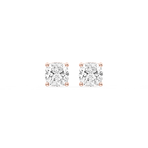 Cushion Certified Lab Grown Diamond Classic Four Prong Guardian Back Stud Earrings