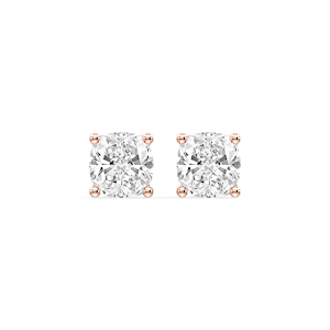 Cushion Certified Lab Grown Diamond Classic Four Prong Guardian Back Stud Earrings
