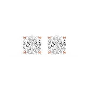 Cushion Certified Lab Grown Diamond Classic Four Prong Guardian Back Stud Earrings