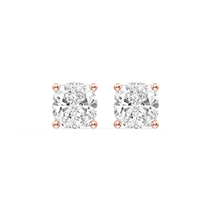 Cushion Certified Lab Grown Diamond Classic Four Prong Guardian Back Stud Earrings