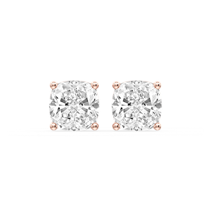 Cushion Certified Lab Grown Diamond Classic Four Prong Guardian Back Stud Earrings