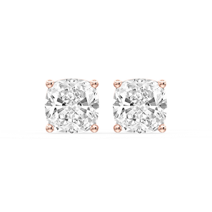 Cushion Certified Lab Grown Diamond Classic Four Prong Guardian Back Stud Earrings