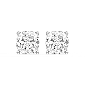 Cushion Certified Lab Grown Diamond Classic Four Prong Guardian Back Stud Earrings