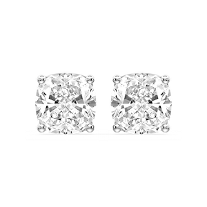 Cushion Certified Lab Grown Diamond Classic Four Prong Guardian Back Stud Earrings