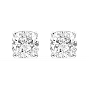 Cushion Certified Lab Grown Diamond Classic Four Prong Guardian Back Stud Earrings