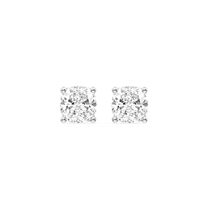 Cushion Certified Lab Grown Diamond Classic Four Prong Guardian Back Stud Earrings