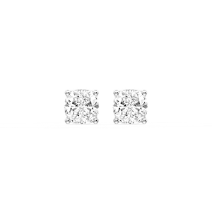 Cushion Certified Lab Grown Diamond Classic Four Prong Guardian Back Stud Earrings