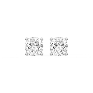 Cushion Certified Lab Grown Diamond Classic Four Prong Guardian Back Stud Earrings