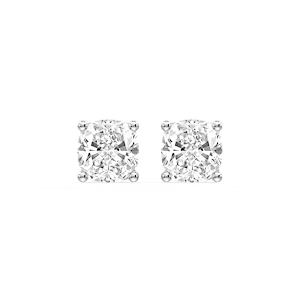 Cushion Certified Lab Grown Diamond Classic Four Prong Guardian Back Stud Earrings