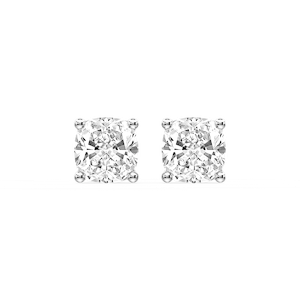 Cushion Certified Lab Grown Diamond Classic Four Prong Guardian Back Stud Earrings