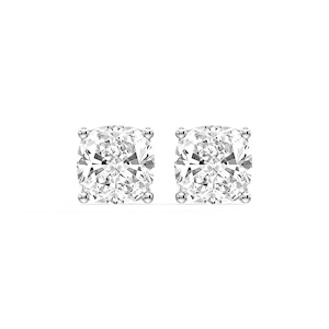 Cushion Certified Lab Grown Diamond Classic Four Prong Guardian Back Stud Earrings