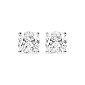 Cushion Certified Lab Grown Diamond Classic Four Prong Guardian Back Stud Earrings