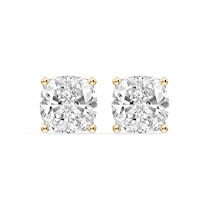 Cushion Certified Lab Grown Diamond Classic Four Prong Guardian Back Stud Earrings