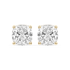 Cushion Certified Lab Grown Diamond Classic Four Prong Guardian Back Stud Earrings