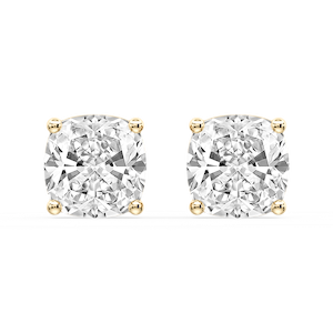 Cushion Certified Lab Grown Diamond Classic Four Prong Guardian Back Stud Earrings
