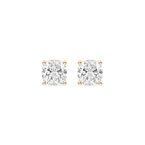 Cushion Certified Lab Grown Diamond Classic Four Prong Guardian Back Stud Earrings