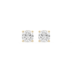Cushion Certified Lab Grown Diamond Classic Four Prong Guardian Back Stud Earrings