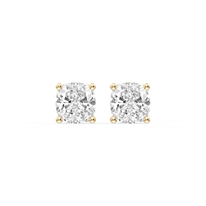 Cushion Certified Lab Grown Diamond Classic Four Prong Guardian Back Stud Earrings
