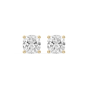 Cushion Certified Lab Grown Diamond Classic Four Prong Guardian Back Stud Earrings