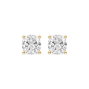 Cushion Certified Lab Grown Diamond Classic Four Prong Guardian Back Stud Earrings