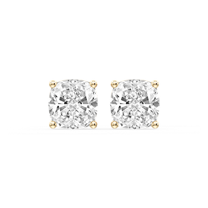 Cushion Certified Lab Grown Diamond Classic Four Prong Guardian Back Stud Earrings