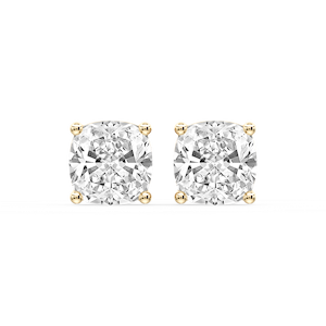 Cushion Certified Lab Grown Diamond Classic Four Prong Guardian Back Stud Earrings