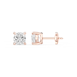 Cushion Certified Lab Grown Diamond Claw Prong Guardian Back Stud Earrings