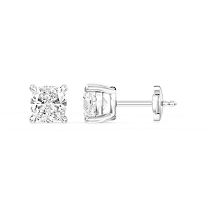 Cushion Certified Lab Grown Diamond Claw Prong Guardian Back Stud Earrings