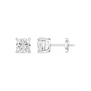Cushion Certified Lab Grown Diamond Claw Prong Guardian Back Stud Earrings