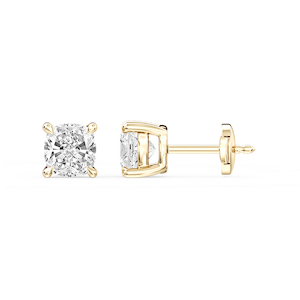 Cushion Certified Lab Grown Diamond Claw Prong Guardian Back Stud Earrings