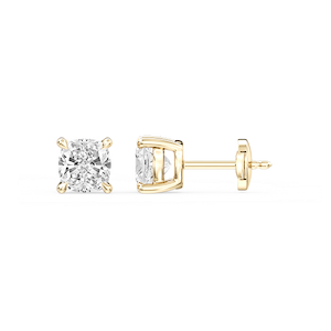 Cushion Certified Lab Grown Diamond Claw Prong Guardian Back Stud Earrings