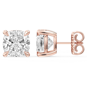 Cushion Certified Lab Grown Diamond Claw Prong Stud Earrings