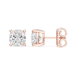 Cushion Certified Lab Grown Diamond Claw Prong Stud Earrings